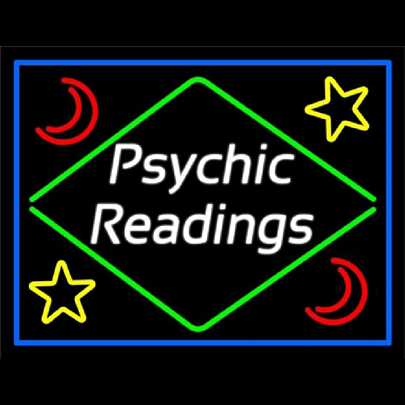 Cursive Psychic Readings With Border Neonskylt