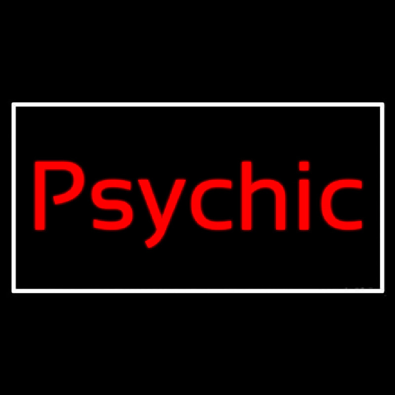 Cursive Red Psychic White Border Neonskylt
