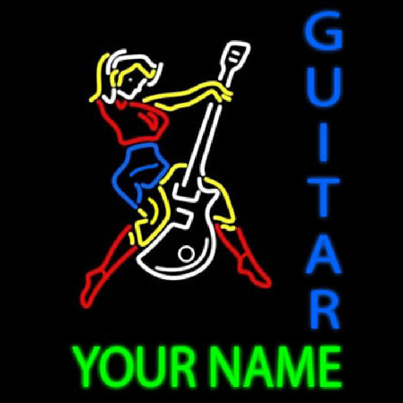 Custom Guitar Logo And Blue Guitar Neonskylt