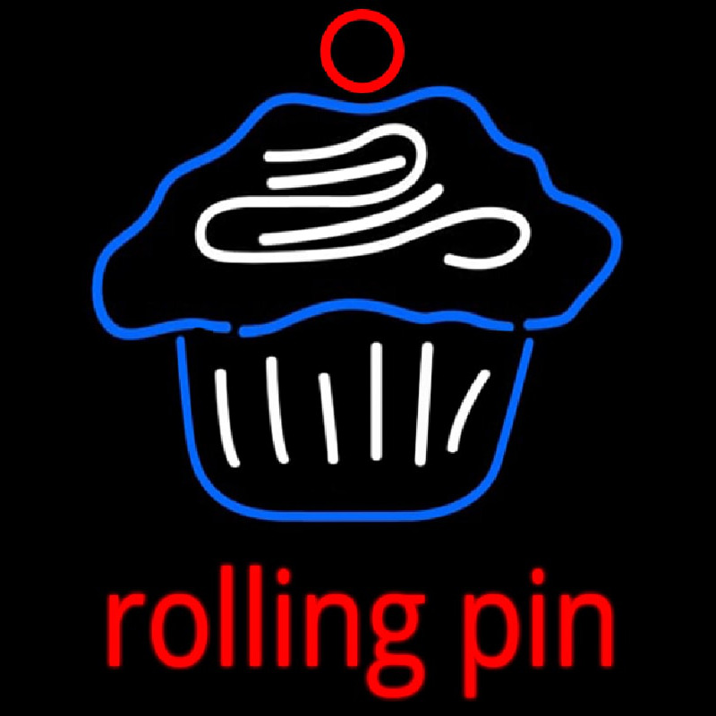 Custom Rolling Pin Cupcake 2 Neonskylt