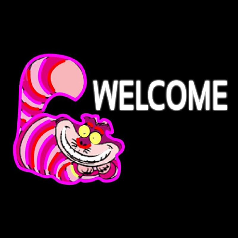 Custom Welcome With Smiley Cat 1 Neonskylt