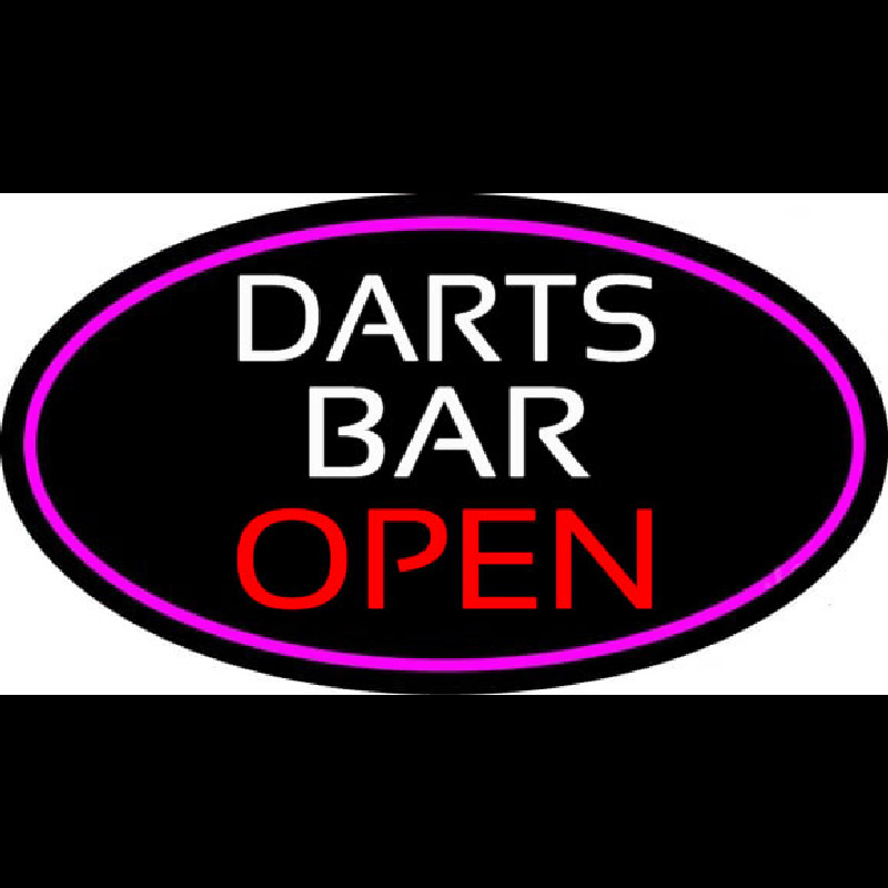 Dart Bar Open Oval With Pink Border Neonskylt