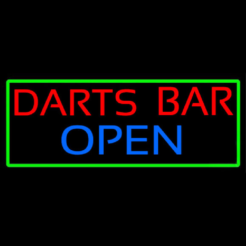 Dart Bar Open With Green Border Neonskylt