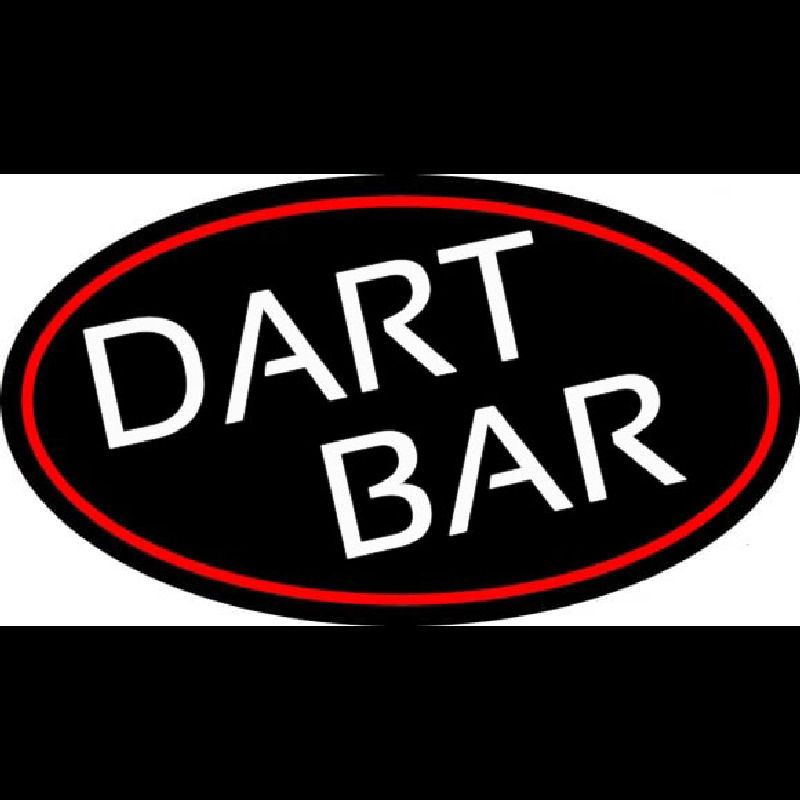 Dart Bar With Oval With Red Border Neonskylt