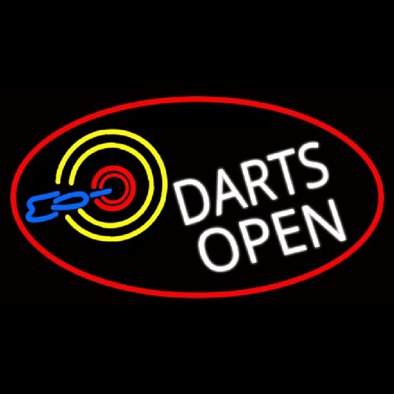 Dart Board Open Oval With Red Border Neonskylt