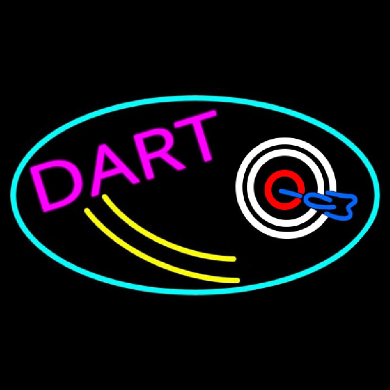 Dart Board Oval With Turquoise Border Neonskylt