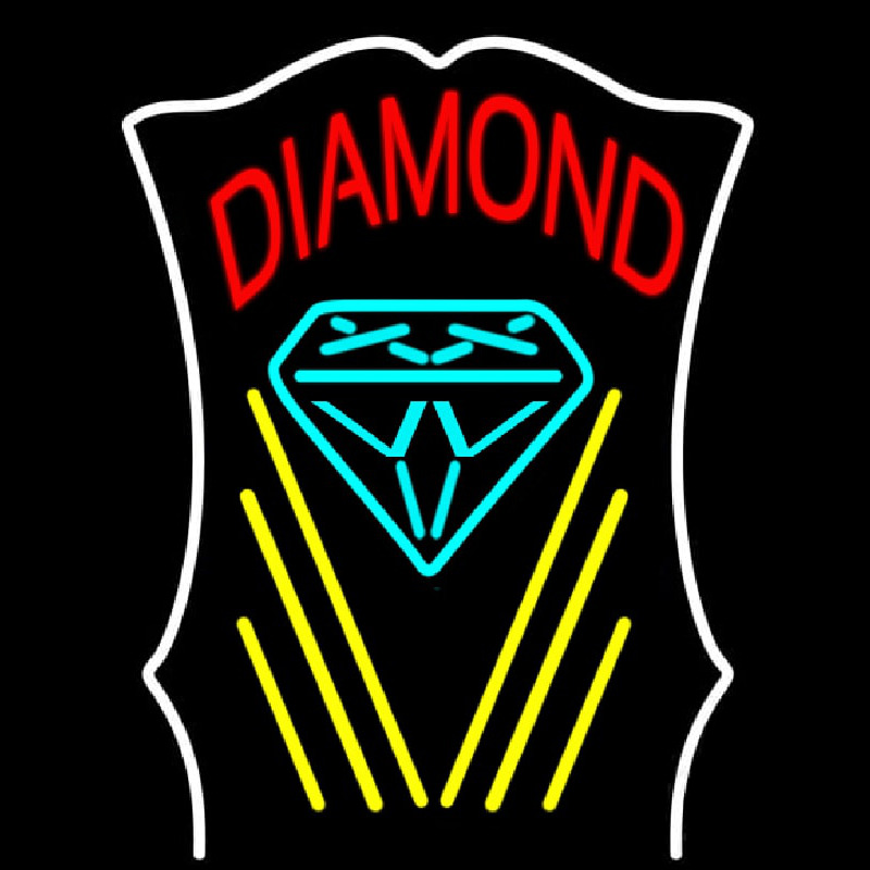 Diamond With White Border Neonskylt
