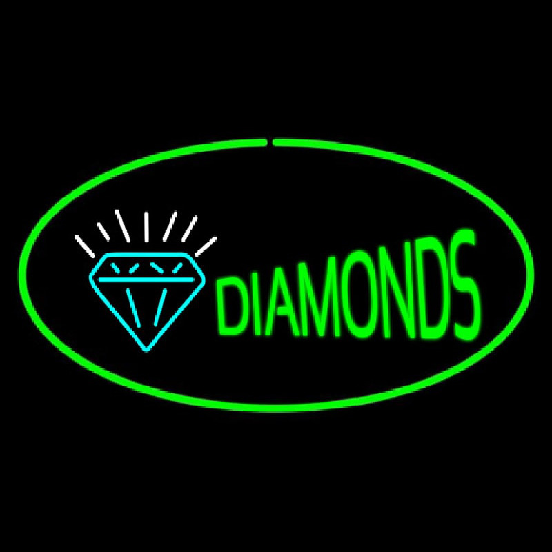 Diamonds Logo Green Oval Neonskylt