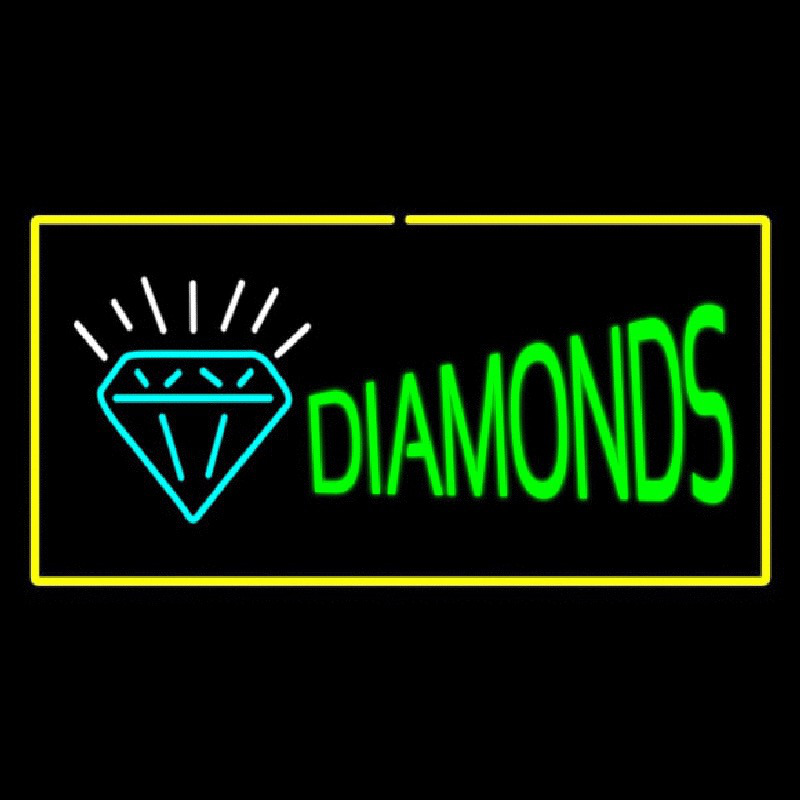 Diamonds Logo Yellow Rectangle Neonskylt
