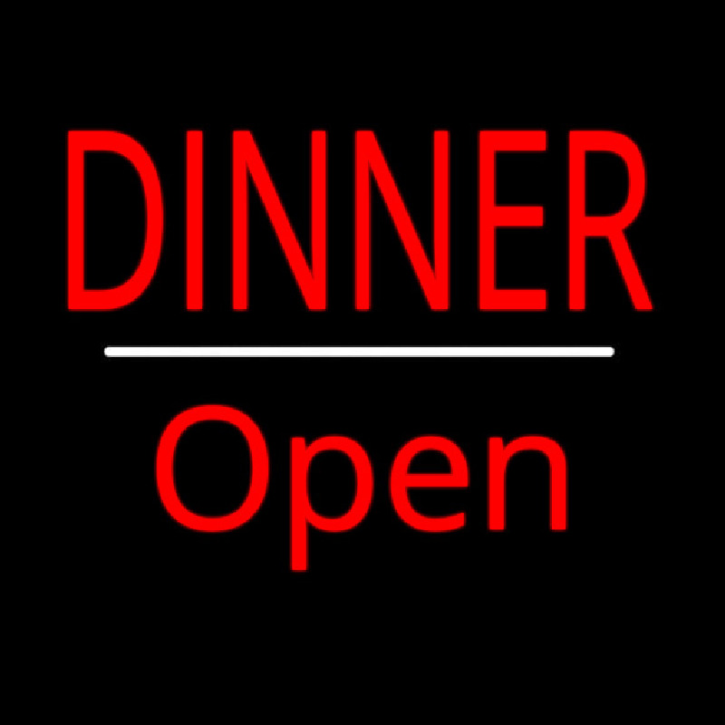 Dinner Open White Line Neonskylt