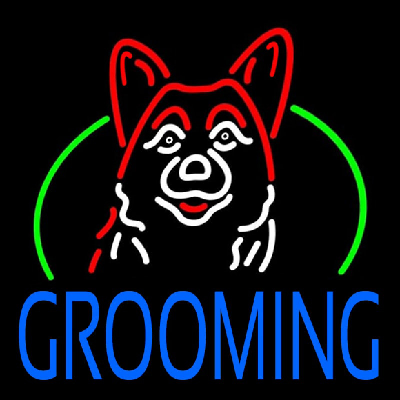 Dog Blue Grooming Neonskylt