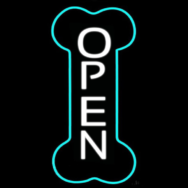 Dog Bone Vertical Open 2 Neonskylt