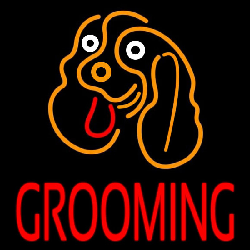 Dog Logo Grooming Block Neonskylt