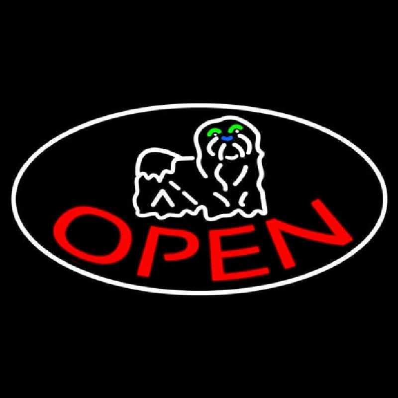 Dog Red Open 2 Neonskylt