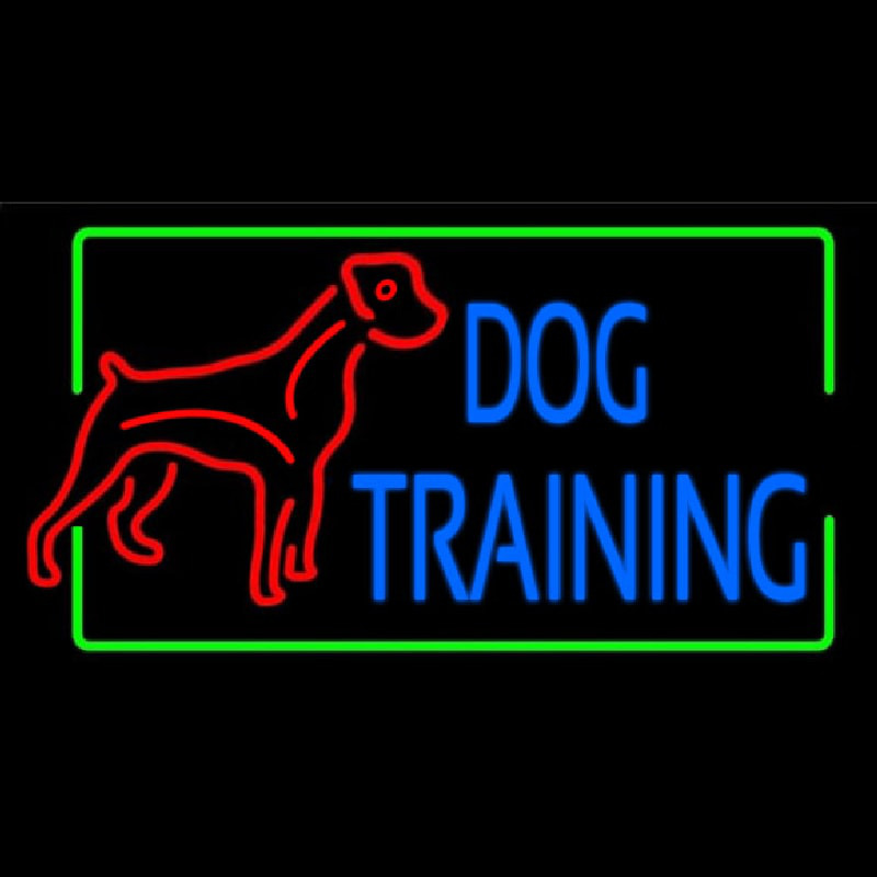 Dog Training Green Border 2 Neonskylt