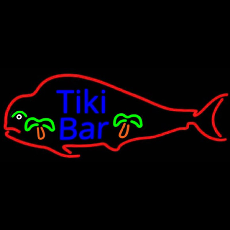 Dolphin Tiki Bar Real Neon Glass Tube Neonskylt