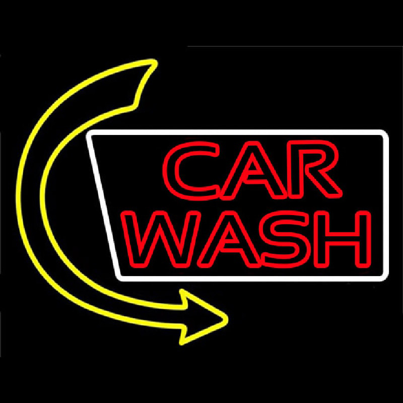 Double Stroke Car Wash With Arrow Neonskylt