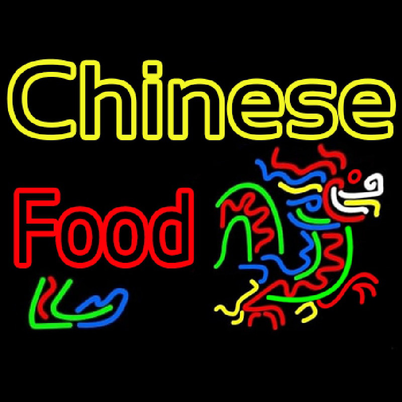Double Stroke Chinese Food Logo Neonskylt