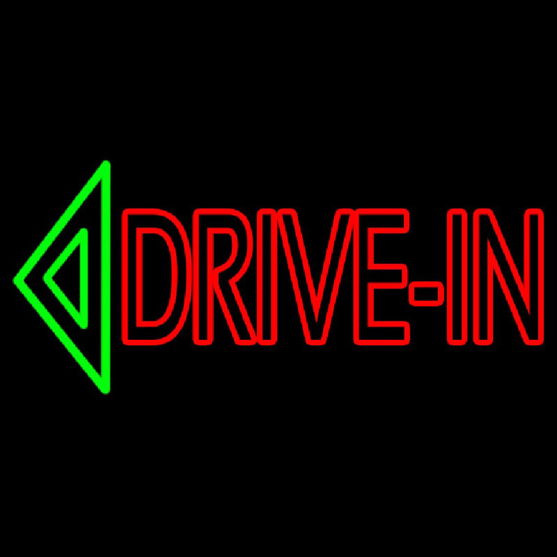 Double Stroke Drive In With Arrow Neonskylt