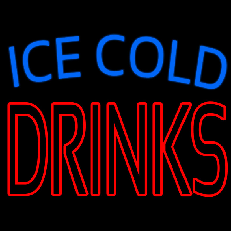 Double Stroke Ice Cold Drinks Neonskylt