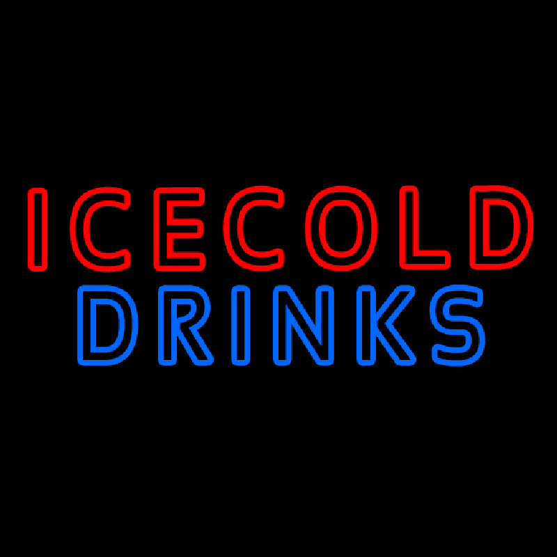 Double Stroke Ice Cold Drinks Neonskylt
