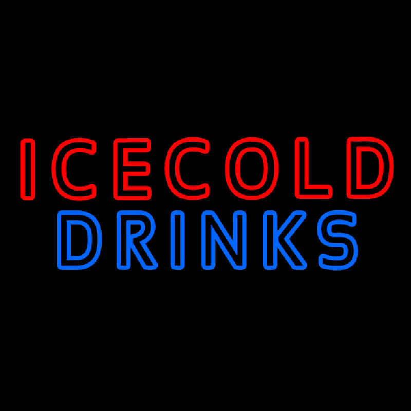Double Stroke Ice Cold Drinks Neonskylt