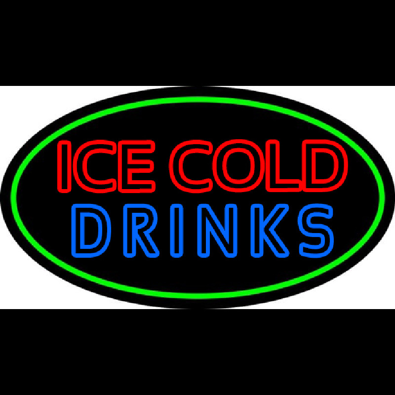 Double Stroke Ice Cold Drinks Neonskylt