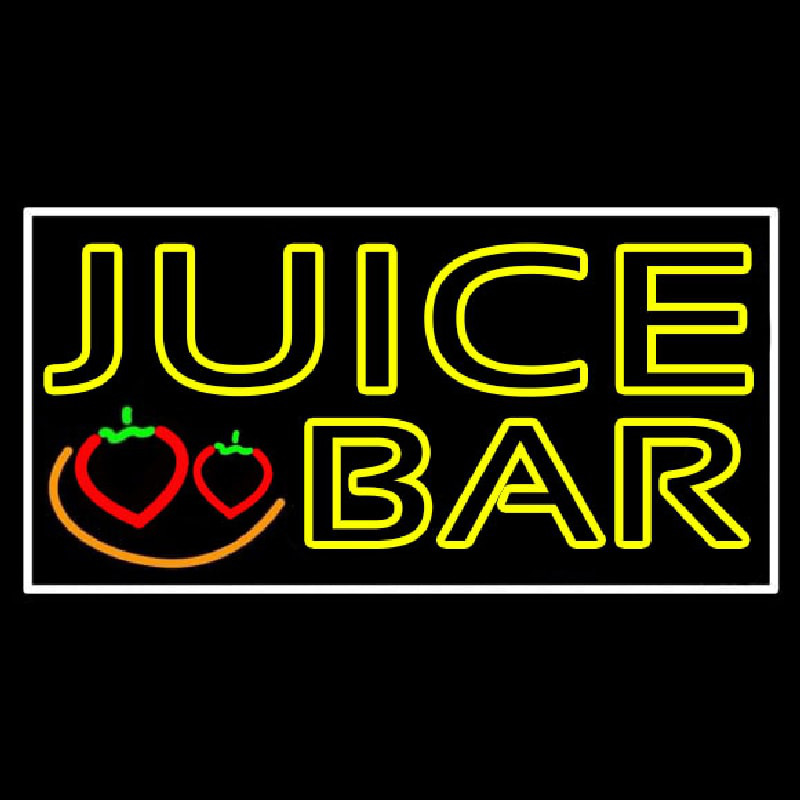 Double Stroke Juice Bar With Strawberries Neonskylt