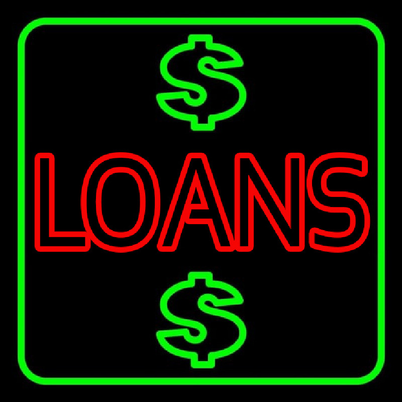 Double Stroke Loans With Dollar Logo With Green Border Neonskylt