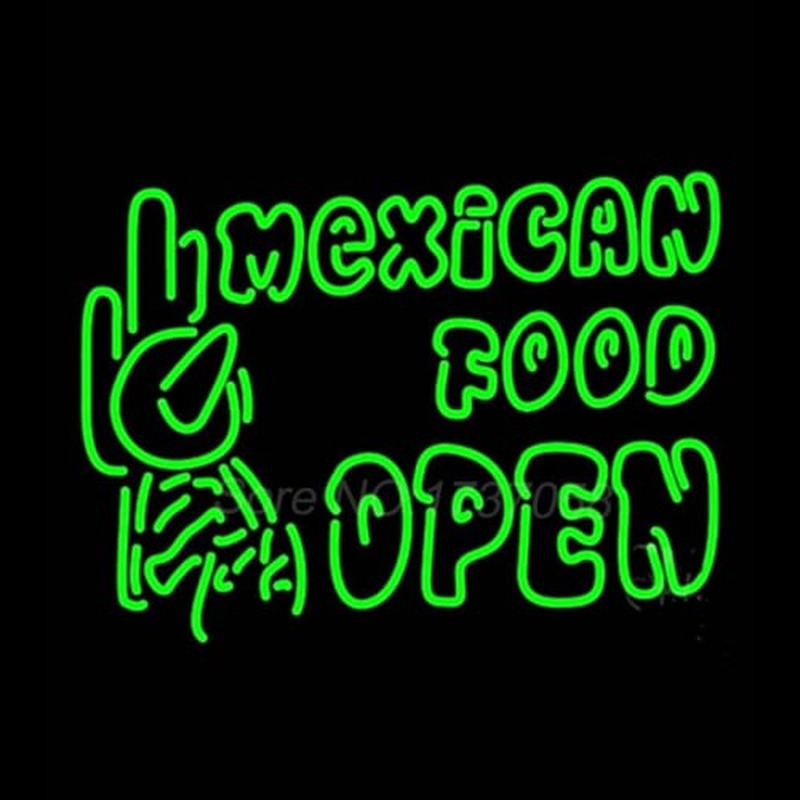Double Stroke Mexican Food Open Neonskylt