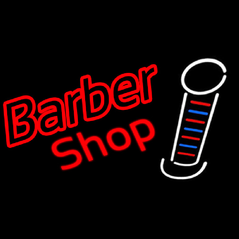 Double Stroke Red Barber Shop Neonskylt