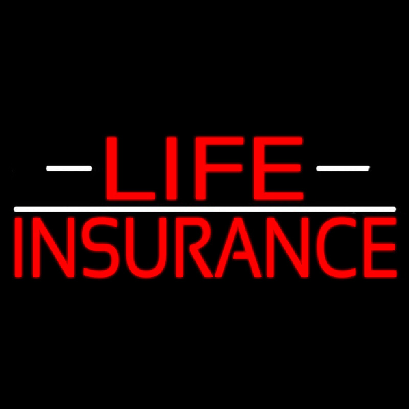 Double Stroke Red Life Insurance With White Lines Neonskylt