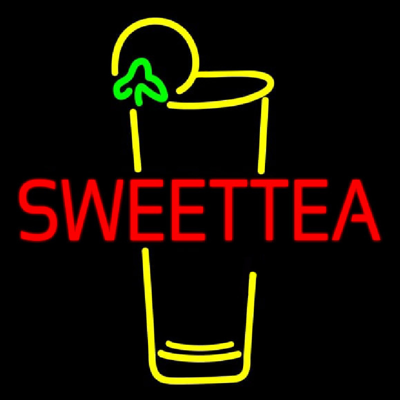 Double Stroke Sweet Tea With Glass Neonskylt