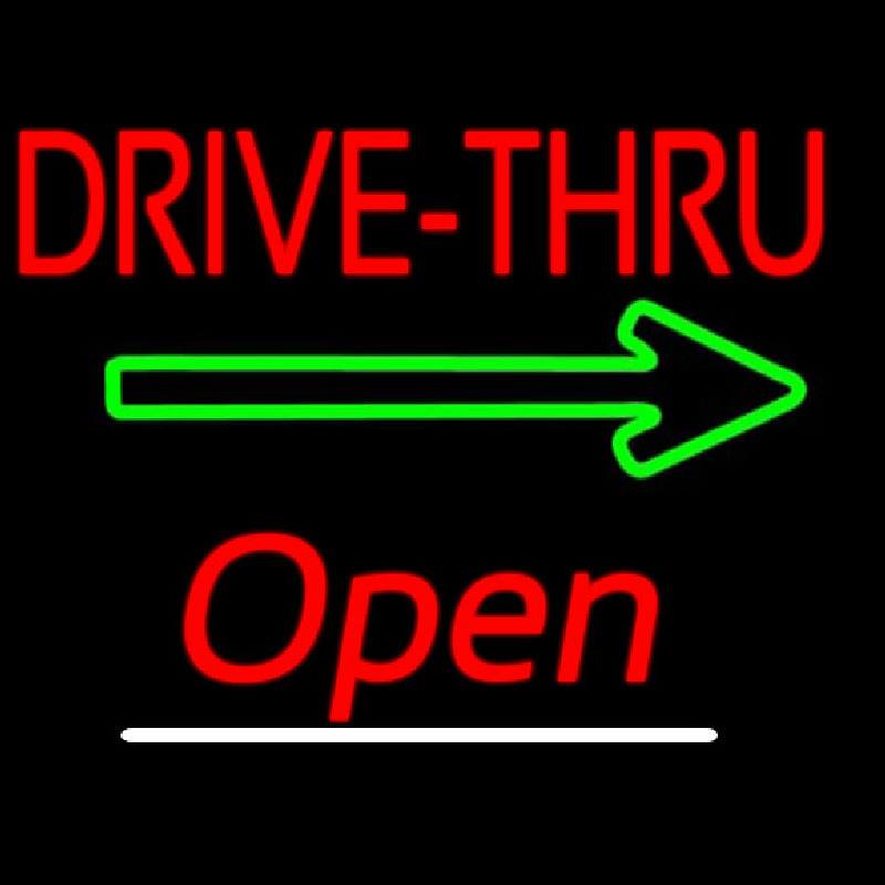 Drive Thru Open White Line Neonskylt