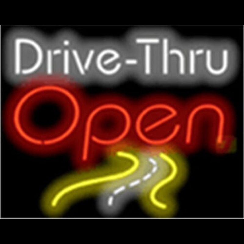 Drive Thru Open Wroad Scene Neonskylt