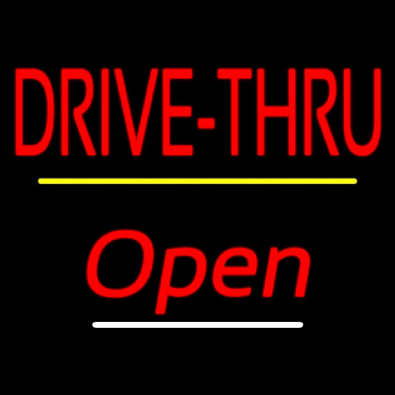 Drive Thru Open Yellow Line Neonskylt