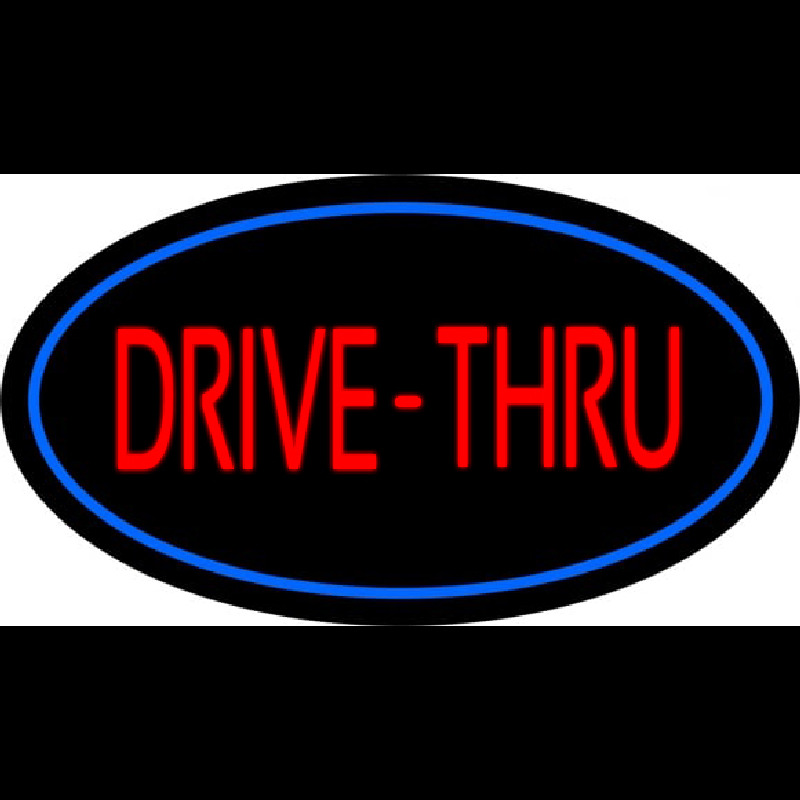 Drive Thru Oval Blue Neonskylt