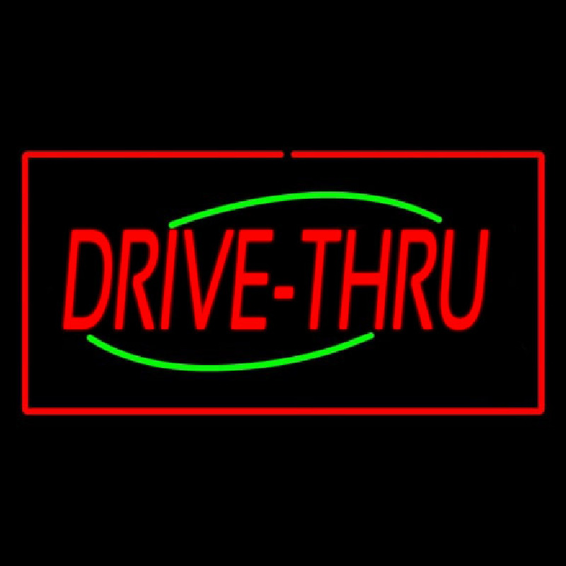 Drive Thru Rectangle Red Neonskylt