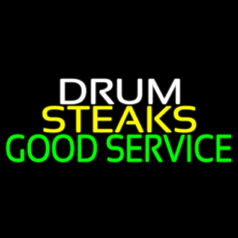 Drum Steaks Good Service Block 1 Neonskylt