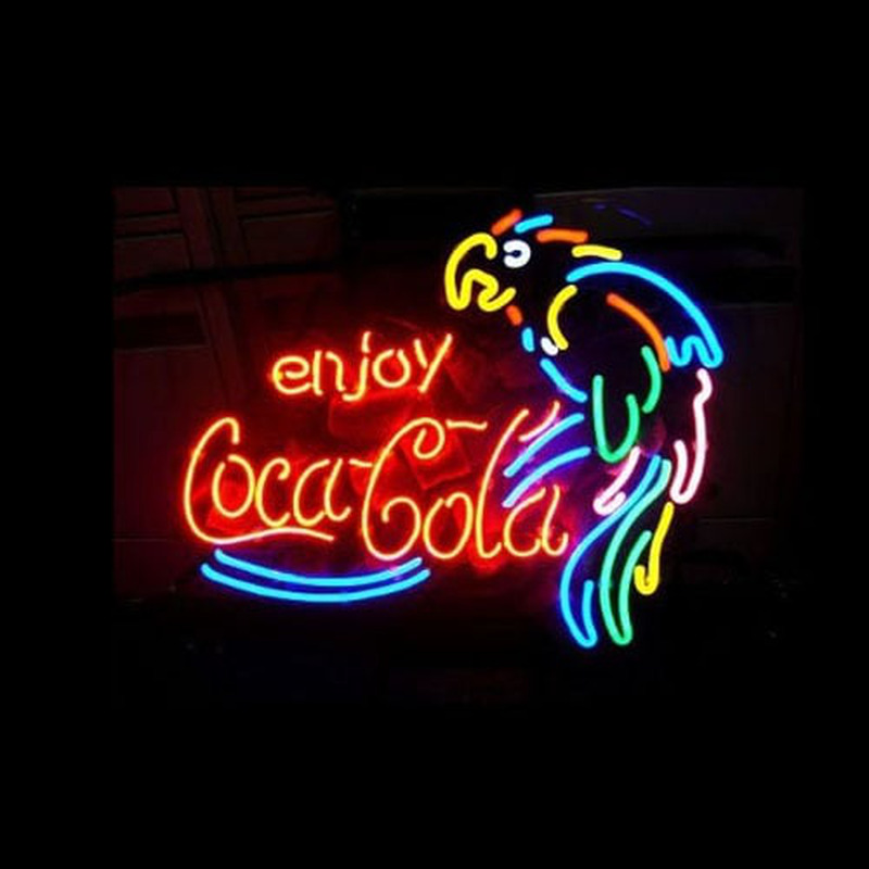 Enjoy Coca Cola Parrot Öl Bar Öppet Neonskylt