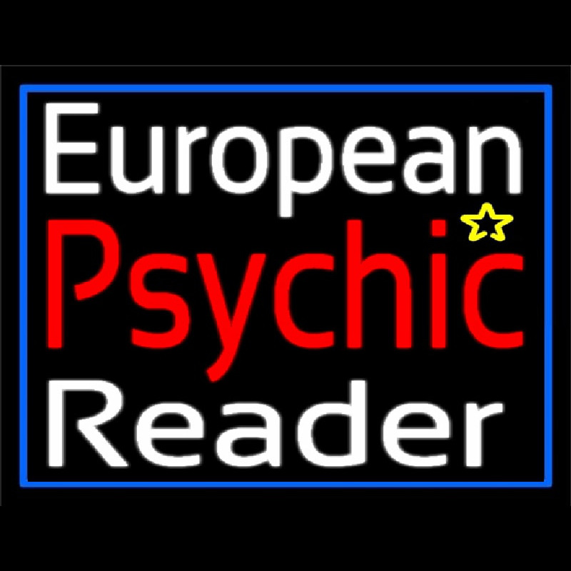 European Psychic Reader With Blue Border Neonskylt
