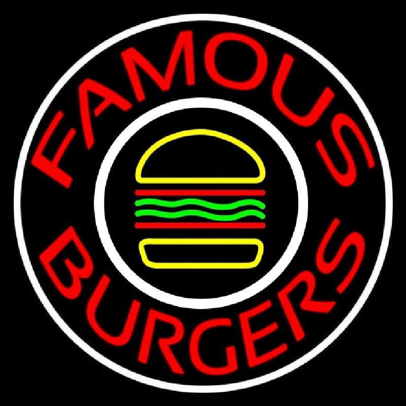 Famous Burgers Circle Neonskylt