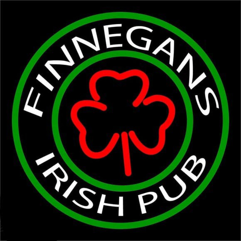 Finnegans Round Te t With Clover Beer Sign Neonskylt