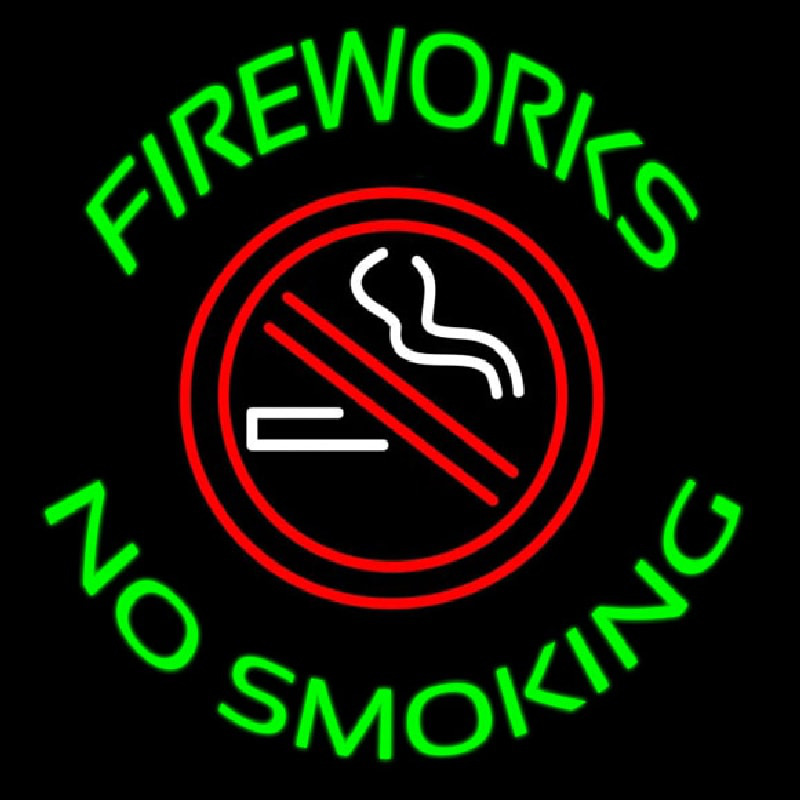 Fire Works No Smoking With Logo 2 Neonskylt