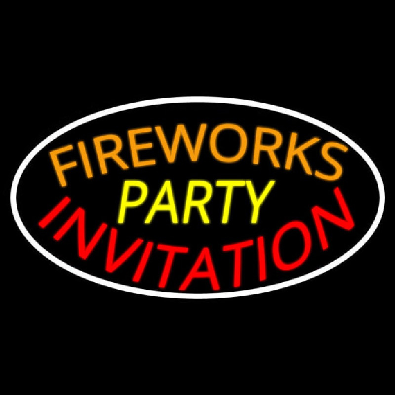 Fireworks Party Invitation In A Neonskylt