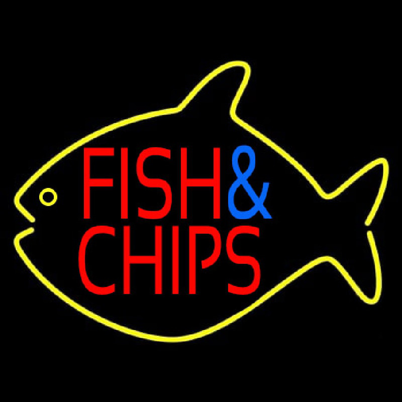 Fish And Chips Inside Fish Neonskylt