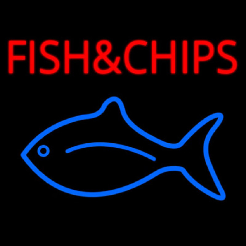 Fish And Chips With Fish Logo  Neonskylt