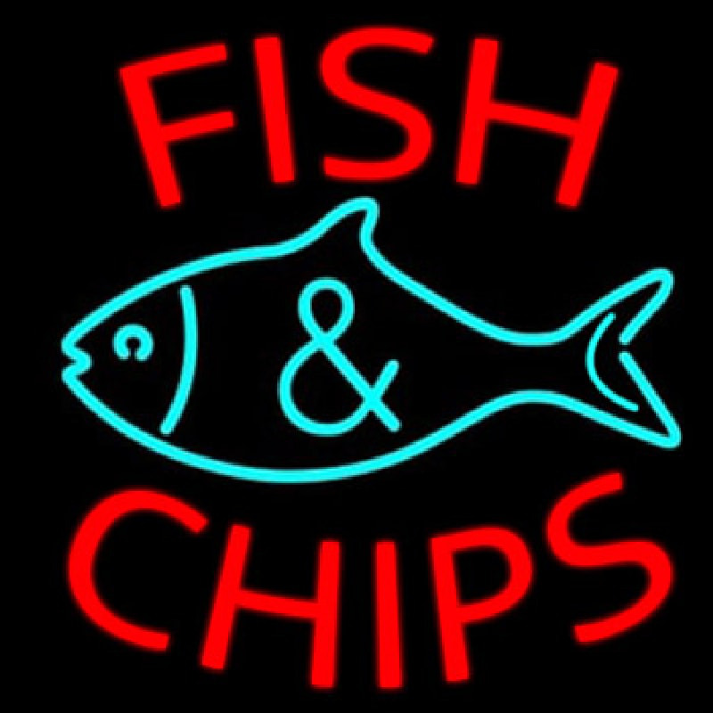 Fish Logo Fish And Chips Neonskylt