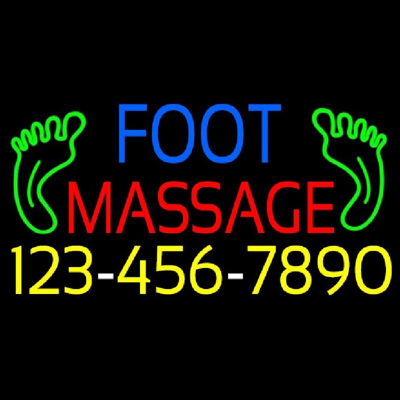 Foot Massage Logo And Number Neonskylt