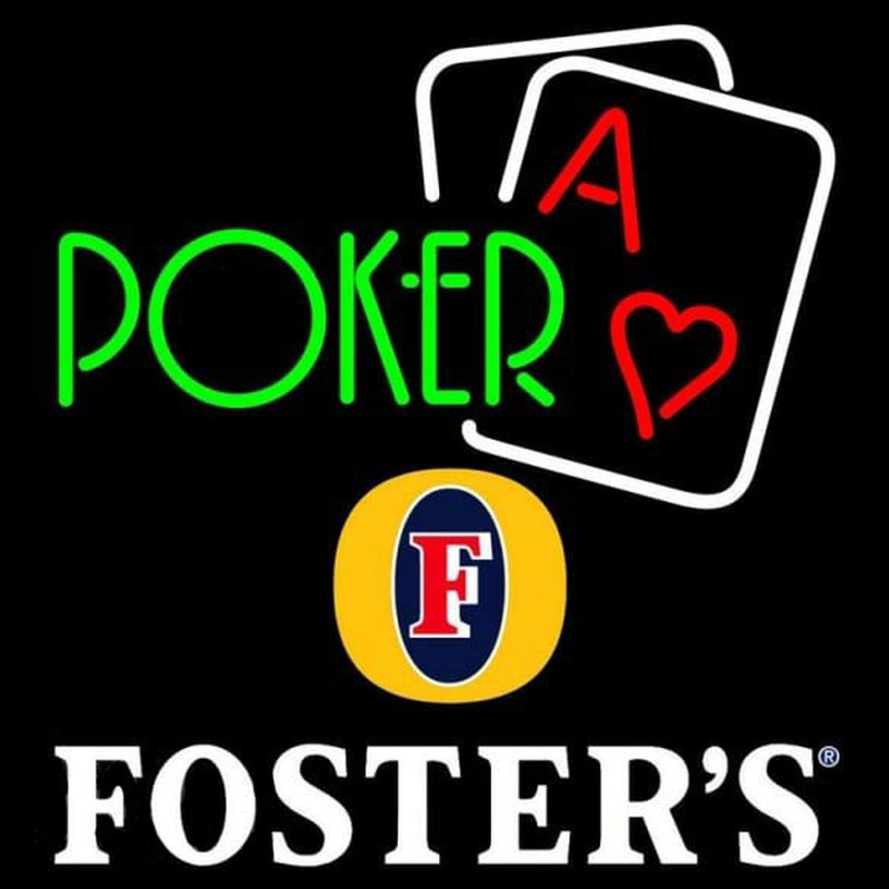 Fosters Green Poker Beer Sign Neonskylt